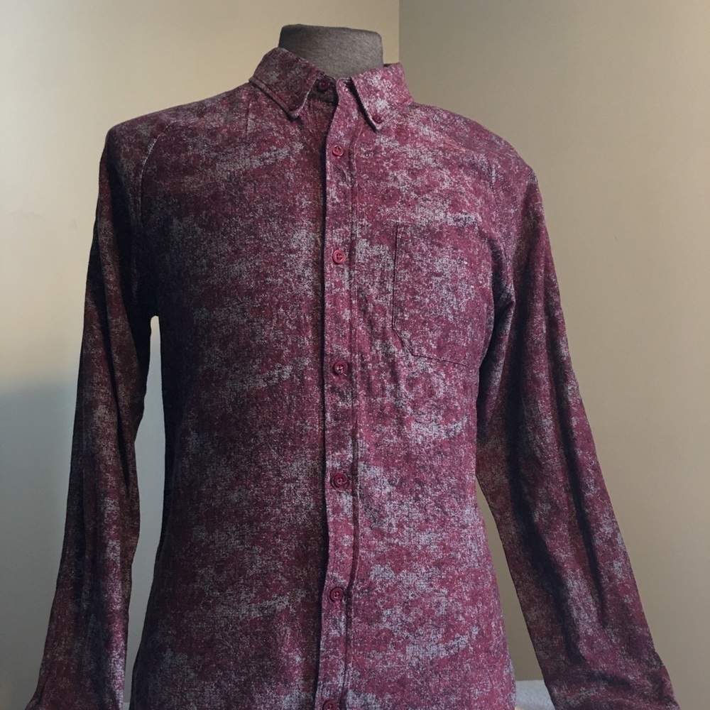 Men's medium William Rast button up shirt Justin Timberlake red wine color